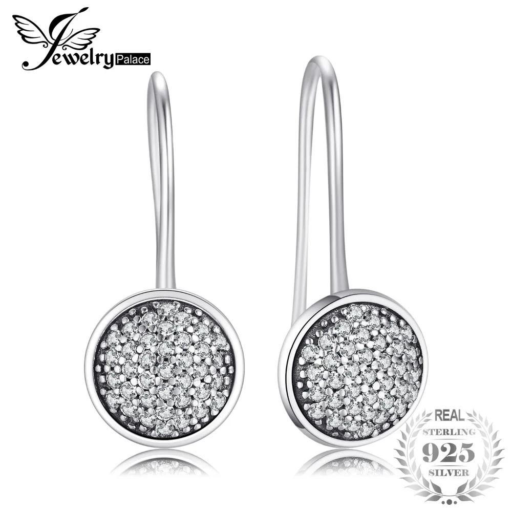 Jewelrypalace Настоящее серебро 925 проба кубического циркония круглые висячие серьги
