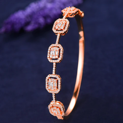 Rosegold 3 цвета подвески CZ эффектный браслет женские свадебные украшения Полный кубический циркон Дубай корейские браслеты новые дизайнерские браслеты - Окраска металла: Rosegold