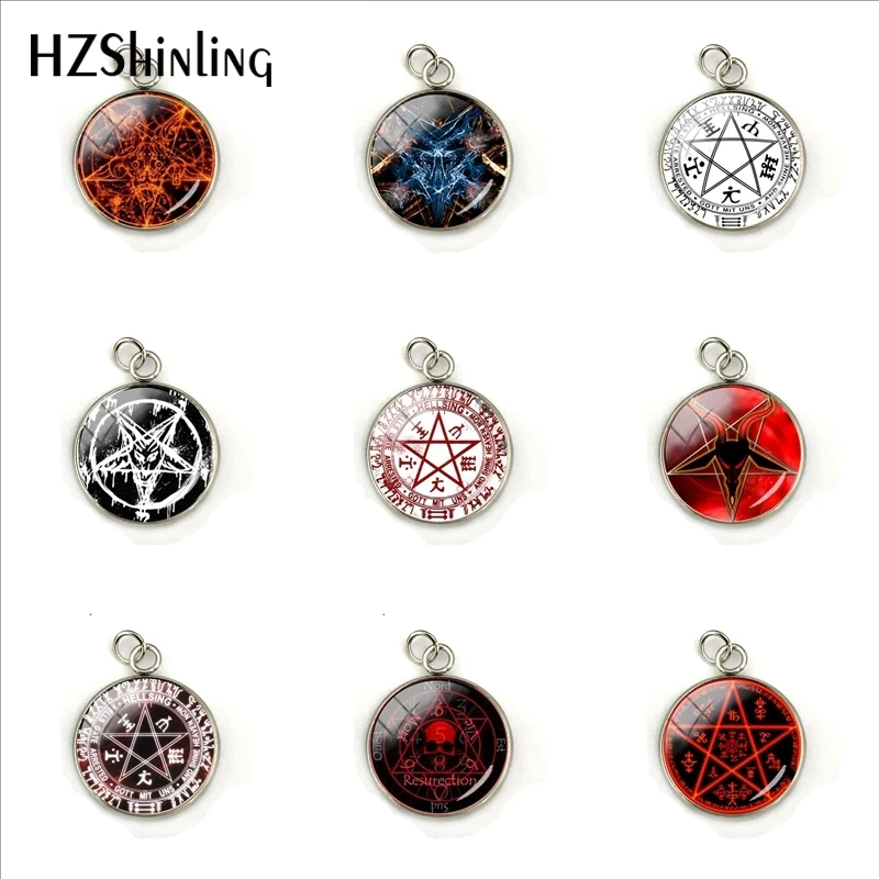 Модные Стиль яркий Алукард пентаграмма бижутерия со стеклянными кабошонами из