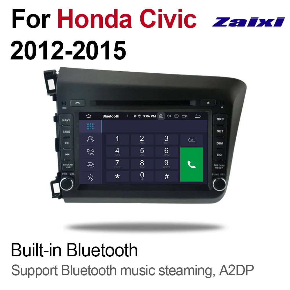 ZaiXi 4 ГБ android 9 0 автомобильный dvd плеер для Honda Civic 2012 ~ 2015 Мультимедиа GPS навигация