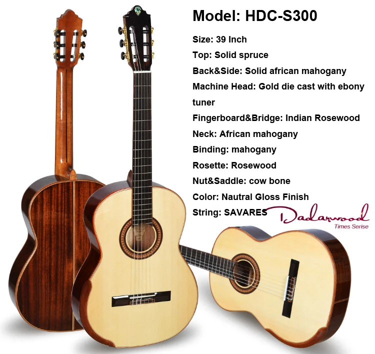 Dadarwood HDC-S310C 39 Inch full solid wood classical guitar guitarra | Спорт и развлечения