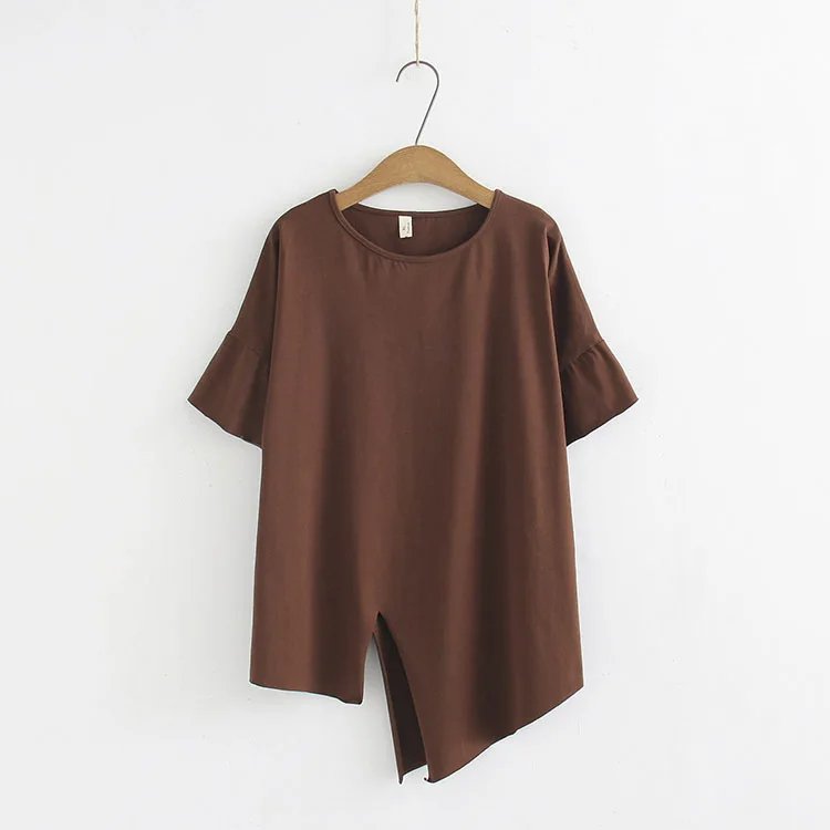 Женская Асимметричная футболка Повседневная Свободная с коротким рукавом и