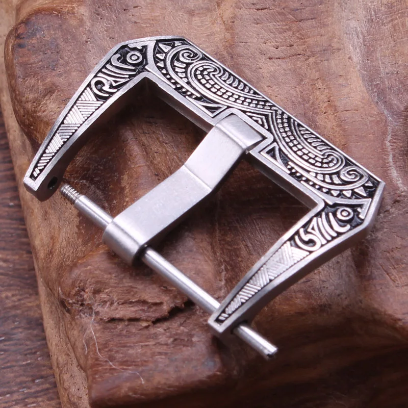 Retro Stainless Steel Watch Buckle 20mm 22mm 24mm Black Metal Brushed Watch Band Strap Clasp For Panerai Accessories