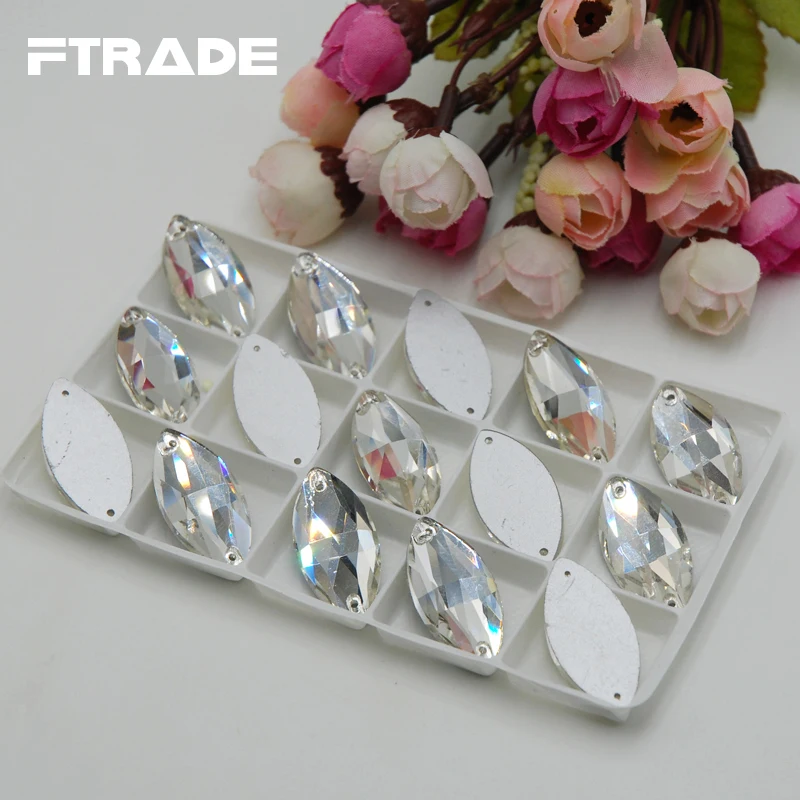 Акция лучшее качество прозрачный кристалл конский глаз тип Flatback пришитые стразы