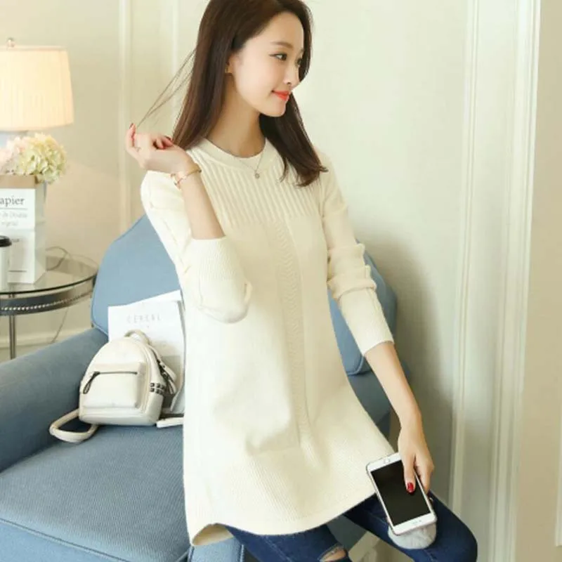 Осенне-зимний женский пуловер вязаный эластичный Повседневный джемпер модный