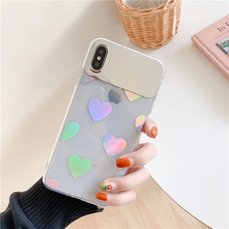 Лазерный любящее сердце Прозрачный чехол для телефона iphone XS Max X XR 8 7 Plus мягкий IMD