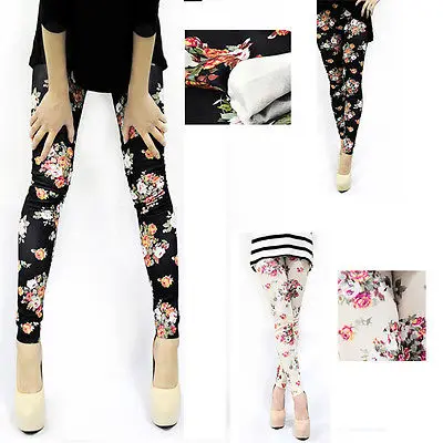 Женские леггинсы с розами Новые Сексуальные женские джинсы обтягивающие