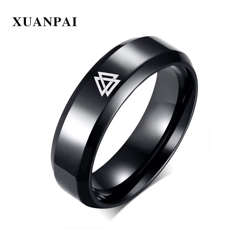 XUANPAI 6 мм нержавеющая сталь Викинг норвежский символ Valknut кольцо с краями для