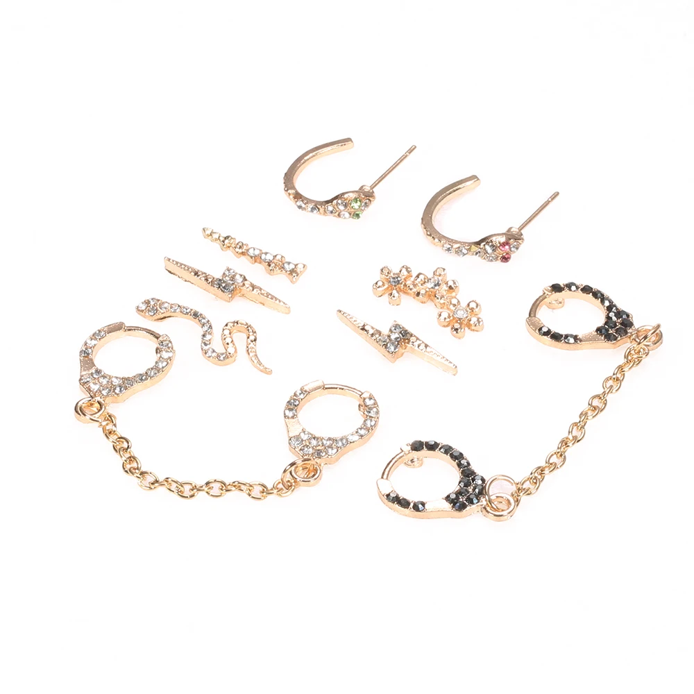 10 шт./компл. маленькие серьги молнии в виде змеи с маленькими цветами для женщин