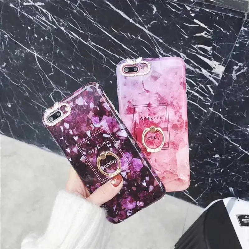 Zmasi Глянцевая Мягкий cell чехол для iPhone 7 Стразы кольцо стенд телефона В виде