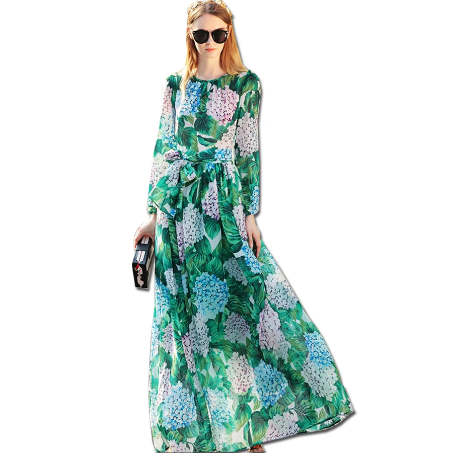 Элегантные платья с бантом и цветочным принтом длинное зеленое платье в пол