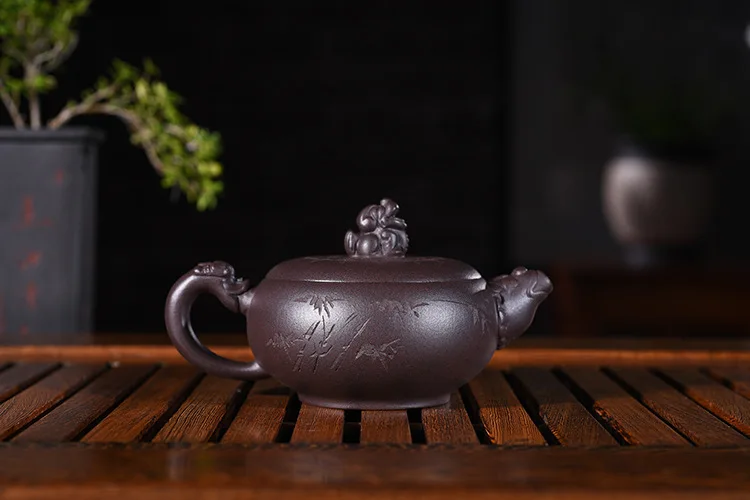 Фиолетовая глина yixing pot Подлинная artisan mine старая фиолетовая глина дракон горшок кунгфу чайник чайный набор замена волос