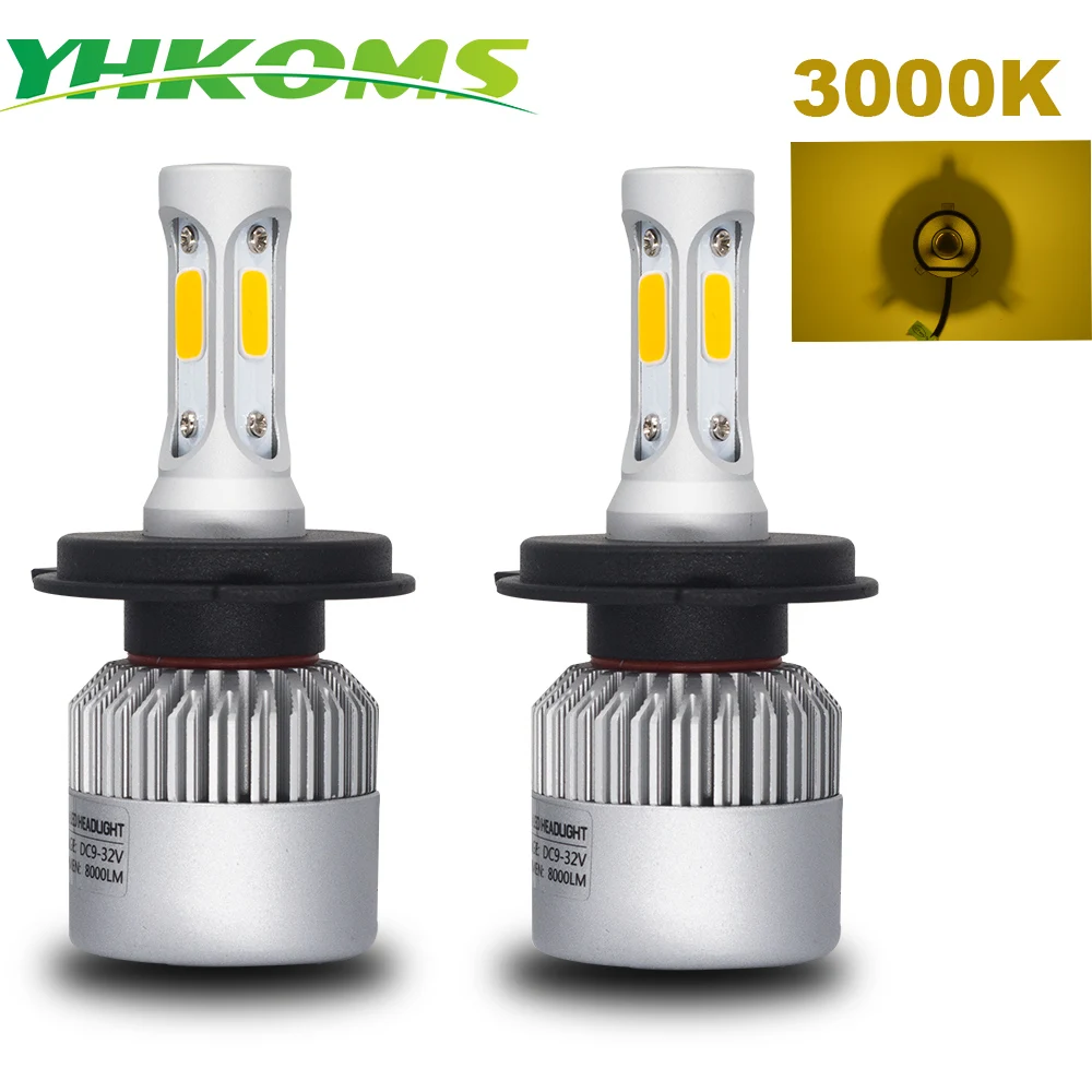 

YHKOMS Auto Fog Light H11 LED H4 H7 H8 H9 H11 H1 H3 9005 9006 880 881 3000K Yellow Light Car Headlight LED Fog Bulbs 8000LM 12V