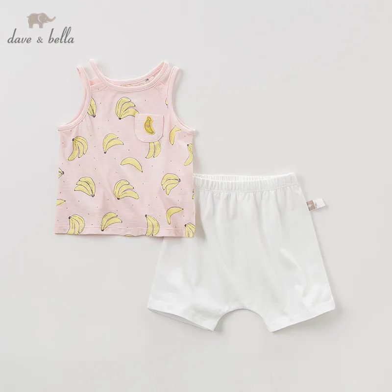 

DB10473 Dave bella/летние комплекты одежды для маленьких девочек; милые детские костюмы с принтом фруктов; одежда высокого качества для младенцев; О...