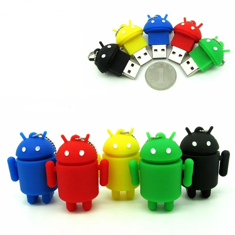 Мультипликационный мини-робот Android usb флеш-накопитель 4 ГБ 8 16 32 64 забавный подарок