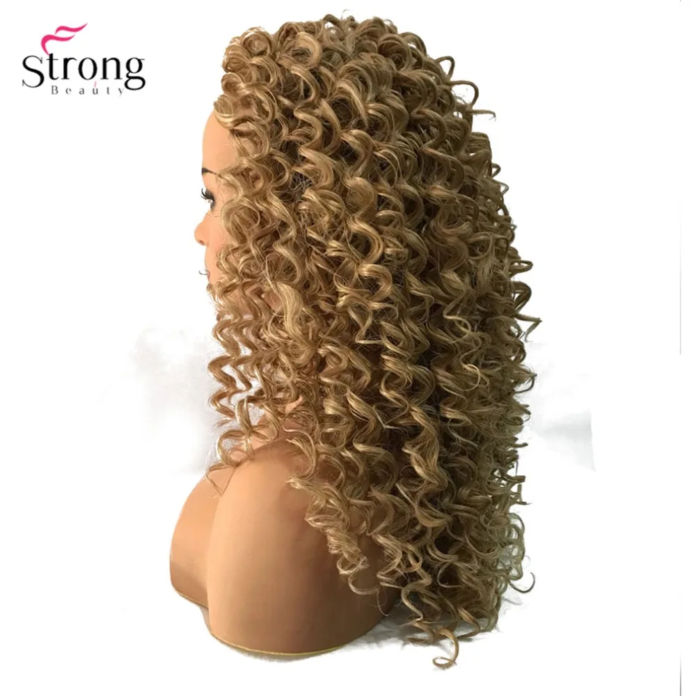 StrongBeauty синтетические волосы на кружеве Искусственные парики коричневый/черный длинные нахальный вьющиеся волосы шиньон синтетическ