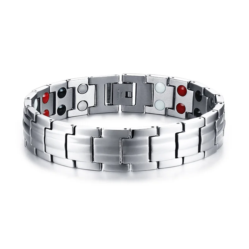 Мужские драгоценности из нержавеющей стали магнитный браслет питания 2 ряда 4 в 1