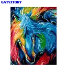 Бескаркасная картина GATYZTORY, картина с лошадью и животными, набор для самостоятельной живописи по номерам, Акриловая Краска на холсте, ручная работа, для домашнего декора, 40х50см