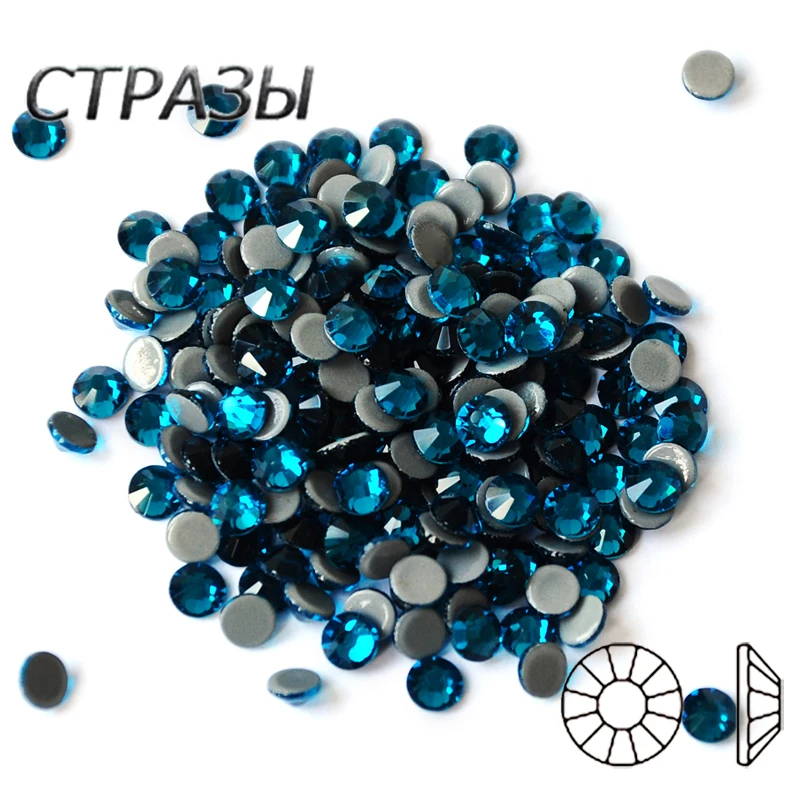 

DIY 2058HF Hot Fix Bling Bling High Quality Strass Blue Zircon Iron On Rhinestones Hot fix Rhineston in All Sizes