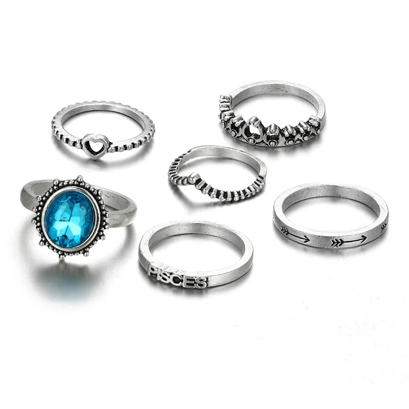 Модные кольца 6 шт./компл. цвета морской синий для женщин модные массивные