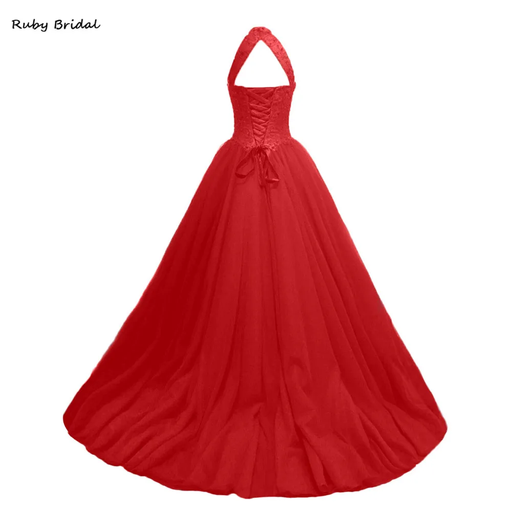 Винтажное бальное платье Ruby Bridal модель 2017 года бальные платья красное Тюлевое с