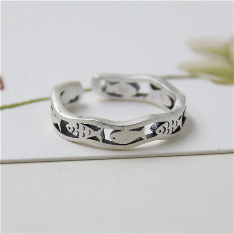 

JINSE Retro Style s925 Sterling Silver Original Design Handmade Double Flower Open Ring For Women Top Fashion Gift Promotion