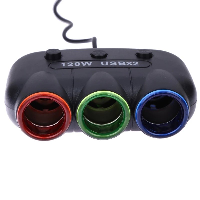 DC 12 V-24 V 5 V/2.1A 120W авто Авто прикуриватель разветвитель гнездо USB Автомобильное зарядное устройство адаптер с двойным usb-портом для iPhone разветлитель прикуривателя для автомобиля длинный разъем для прикурив