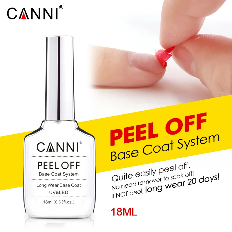 CANNI, Новое поступление, 18 мл, легко отклеивается, удаляет воду, Базовое покрытие, волшебный дизайн ногтей, маникюр, подходит для всех цветов, УФ-Гель-лак