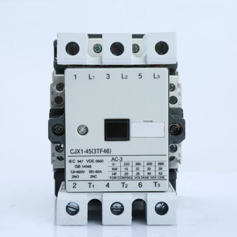 CJX1 45A AC 45/22 3TF46 Электрический магнитный контактор 3 Полюсные замыкатели 24 В 220 380 2NO +
