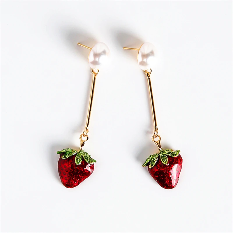 Дорин коробка Новинки для женщин Мода Клубника Серьги-гвоздики фрукты форме