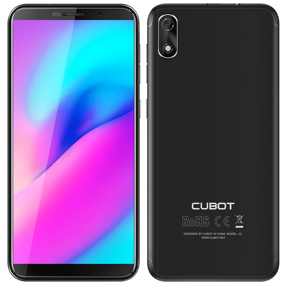 Смартфон Cubot J3 3g 5 0 дюймов Android GO MT6580 четырехъядерный 1 ГБ ОЗУ 16 Гб ПЗУ 8.0MP задняя