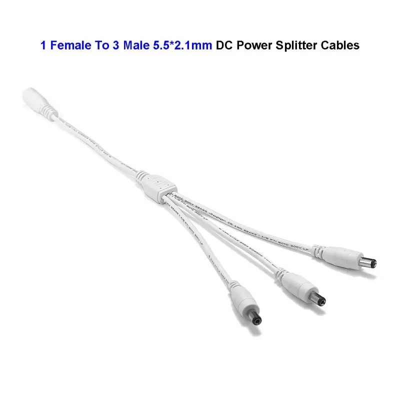 100pcs DC 1 To 3 Way Power Splitter Cable Female Male Jack Plug Wire For Security CCTV Camera LED Lighting | Обустройство дома