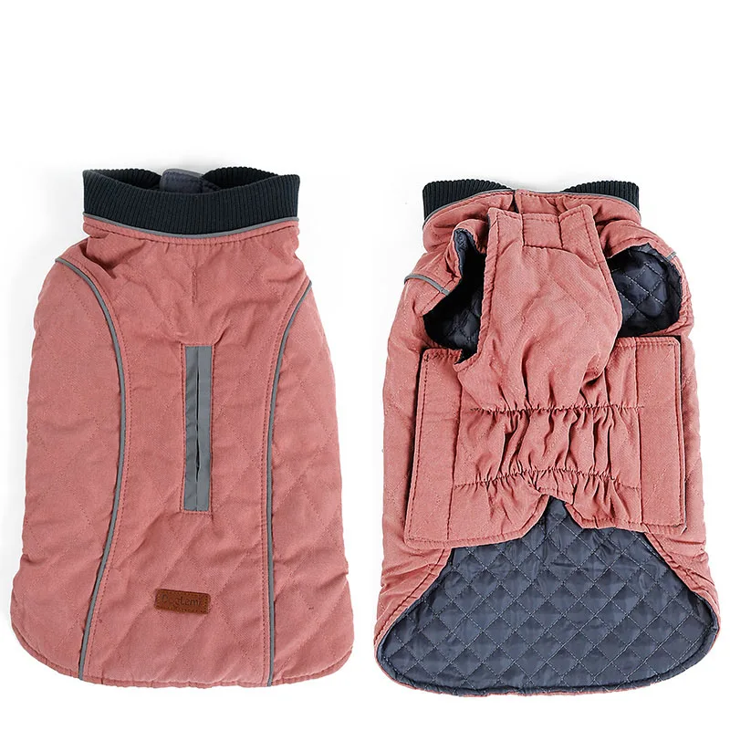 pink Теплые флисовые Большие куртки для собак, одежда для домашних животных, зимний жилет для собак, спортивная одежда, светоотражающий золотистый ретривер, одежда для бульдога - Цвет: pink