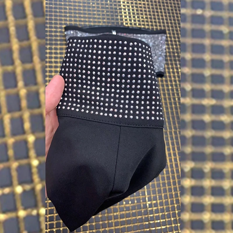 

New Sexy fashion Women Black Diamond Two 2 Pieces Summer Playsuit 2019 Strapless Zipper Bandage Jumpsuit Clubwear Bodycon Festa