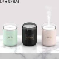 learnhai home appliances candle humidifier air cleaner portable mini car aroma diffuser with colorful led night light for home