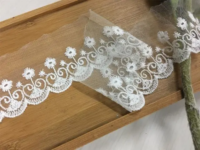 Mesh embroidery lace white mesh accessories 6 cm wide | Lace