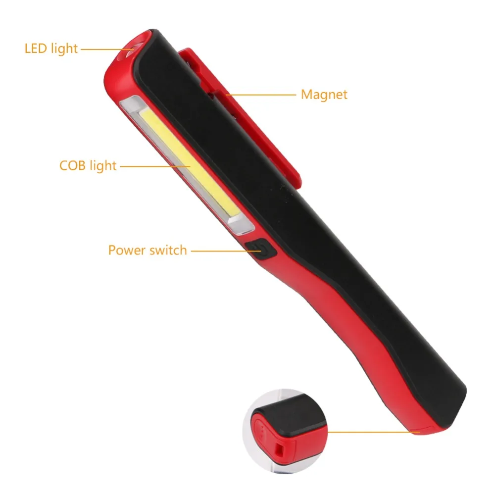 Мини лампа для осмотра с COB светодиодами зарядка через USB магнитная ручка