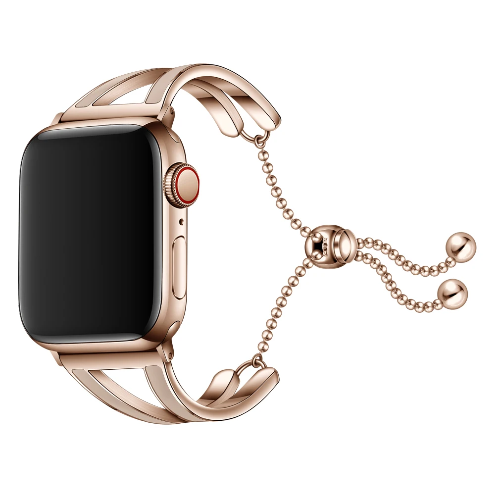 Женский браслет из розового золота ремешок для Apple Watch 40 мм 44 модный часов 42 38 iWatch