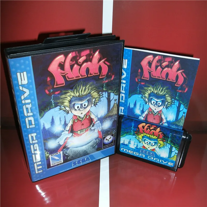 Флинк ЕС крышки с коробкой и руководством для Sega megadrive бытие игровой консоли 16 бит md карты