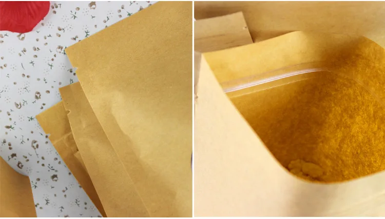 Пакеты из крафт бумаги с застежкой молнией для упаковки еды чая орехов кофе 13*20 + 4