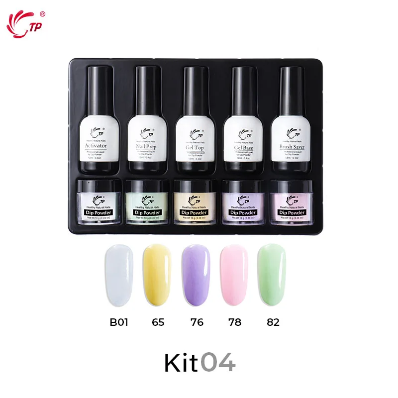 TP Dip порошок Системы комплект стартера Французский маникюр База Top Coat активатор порошок блеск ногтей профессиональный салон DIY - Цвет: Kit 04