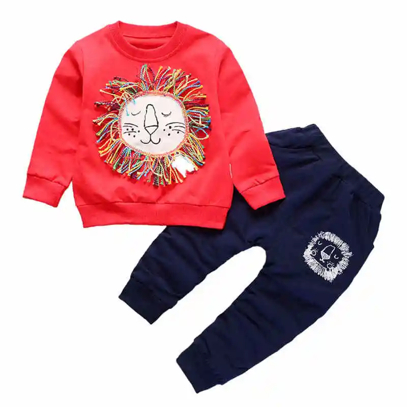 red BibiCola/комплекты одежды для новорожденных мальчиков; модные спортивные костюмы для малышей; сезон весна-осень; Повседневный Спортивный костюм с рисунком для маленьких мальчиков - Цвет: red
