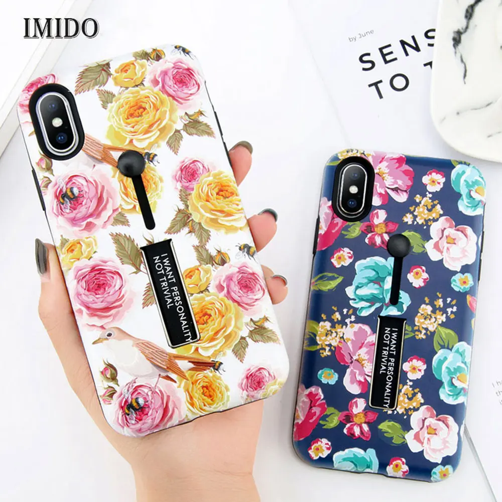 Fashion 3D Flower Cases For iPhone SE 5 5S Silicone Phone Case With Stand Holder X 10 8 7 6 6S Plus Back Cover |