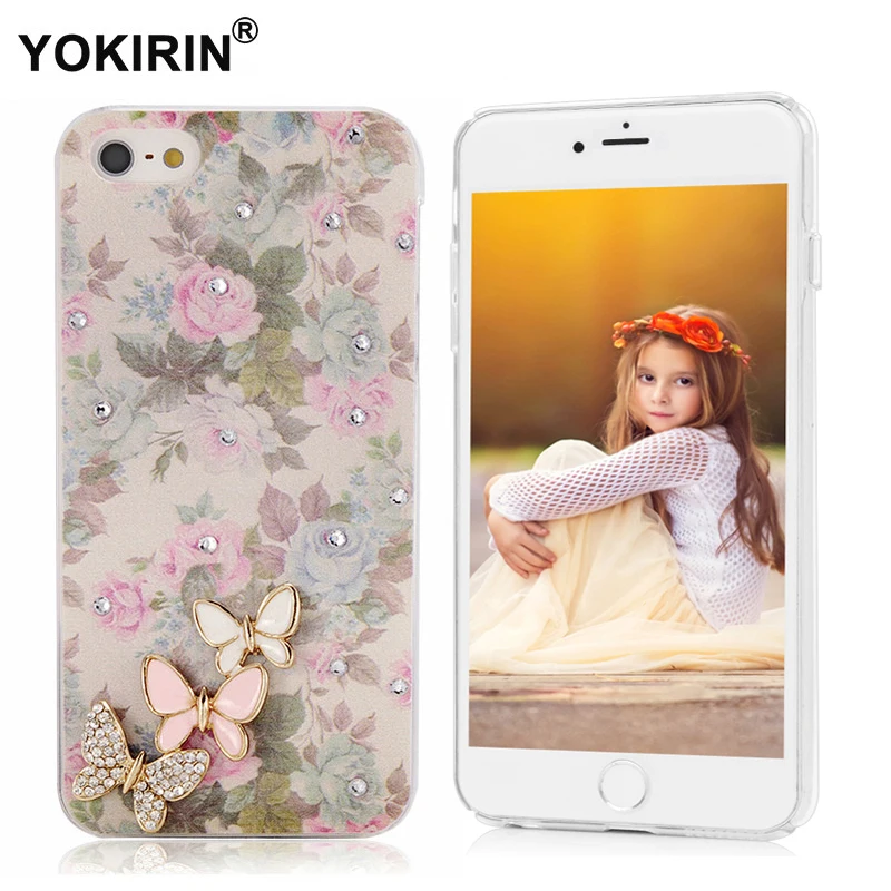 YOKIRIN для iPhone 5 5S SE 3D Бабочка Bling алмаз мобильный телефон защитный жесткий чехол 6
