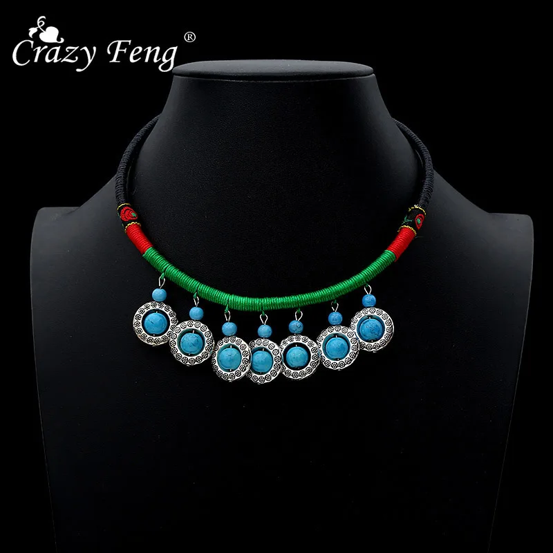 Crazy Feng винтажное зеленое ожерелье чокер из смолы для женщин античное серебро