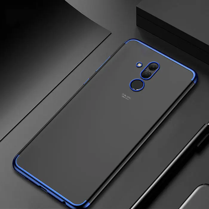 Чехол-бампер для Huawei Mate 20 Lite, Роскошный прозрачный чехол из ТПУ с силиконовым покрытием, блестящий чехол для Huawei Mate 20 lite, чехол - Цвет: Blue