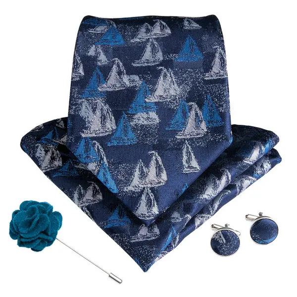 LDNX0080 DiBanGu, 15 видов стилей, голубой, бирюзовый, мужской галстук, Hanky, запонки, брошь, набор, Шелковый, мужской галстук, 8 см, широкие галстуки для мужчин, бизнес, формальный, свадебный - Цвет: LDNX0080