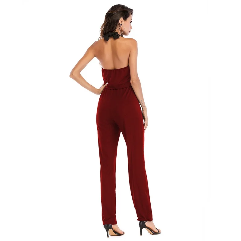 2018 Summer Fashion Bodysuit Women Sleeveless Strapless Sexy Slim Halter Backless Body Feminino Full Length Jumpsuit Overalls | Женская