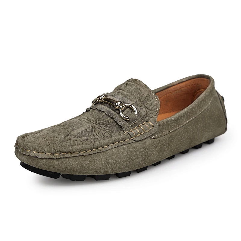 Crocodile Leather Men Shoes Casual Suede Loafers Embossed Driving Soft Slip On Vintage High Quality | Обувь