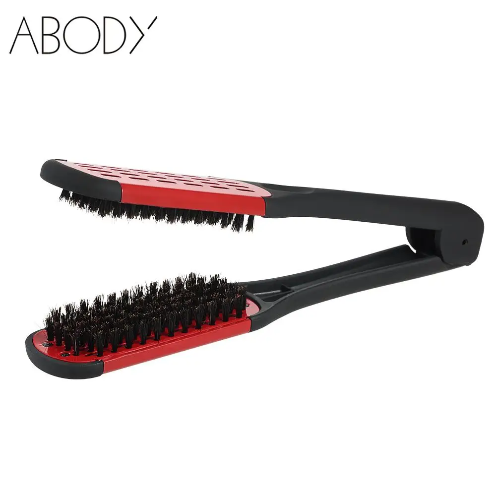 Rubber Pad Bristle Hair Straightening Comb Double Sided Brush Clamp Salon Straightener Home Care Styling Tools | Красота и здоровье